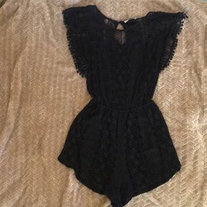 Black lace short romper